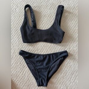 Black Ribbed Bikini Set